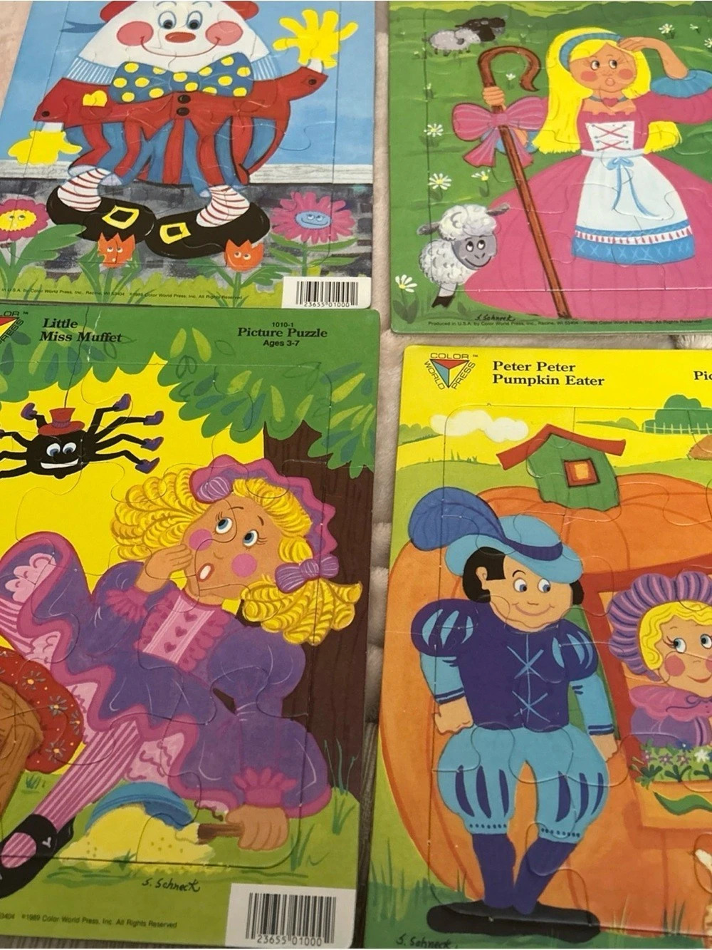 Color World Press Picture Puzzle Set Multicolor lot of 4 Nursery Rhyme themed